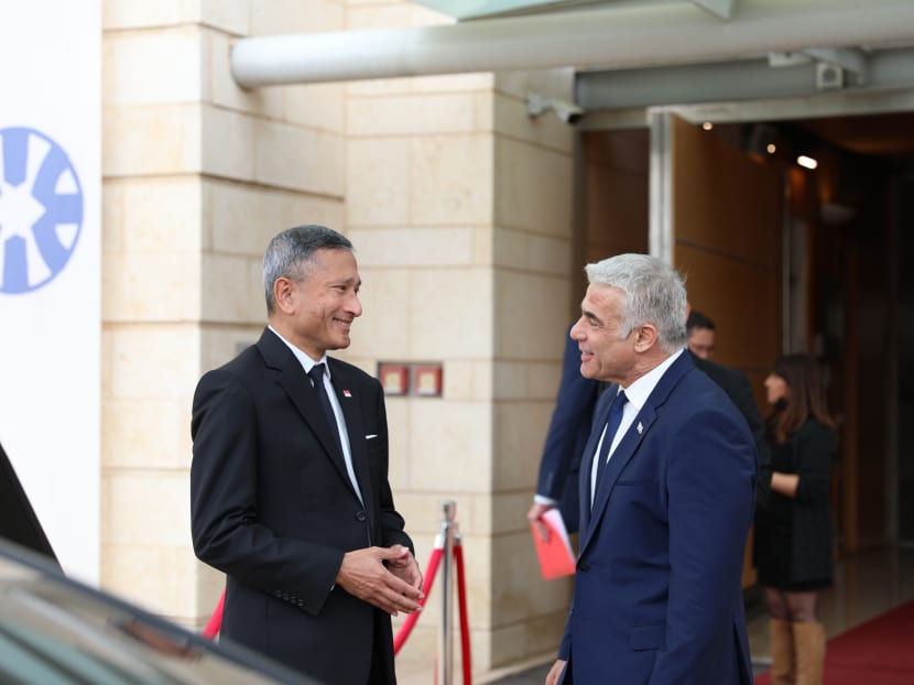 Foreign Affairs Minister Vivian Balakrishnan meets with Israel's Alternate Prime Minister and Foreign Minister Yair Lapid on March 21, 2022. u00e2u20acu2022 Picture courtesy of Ministry of Foreign Affairs