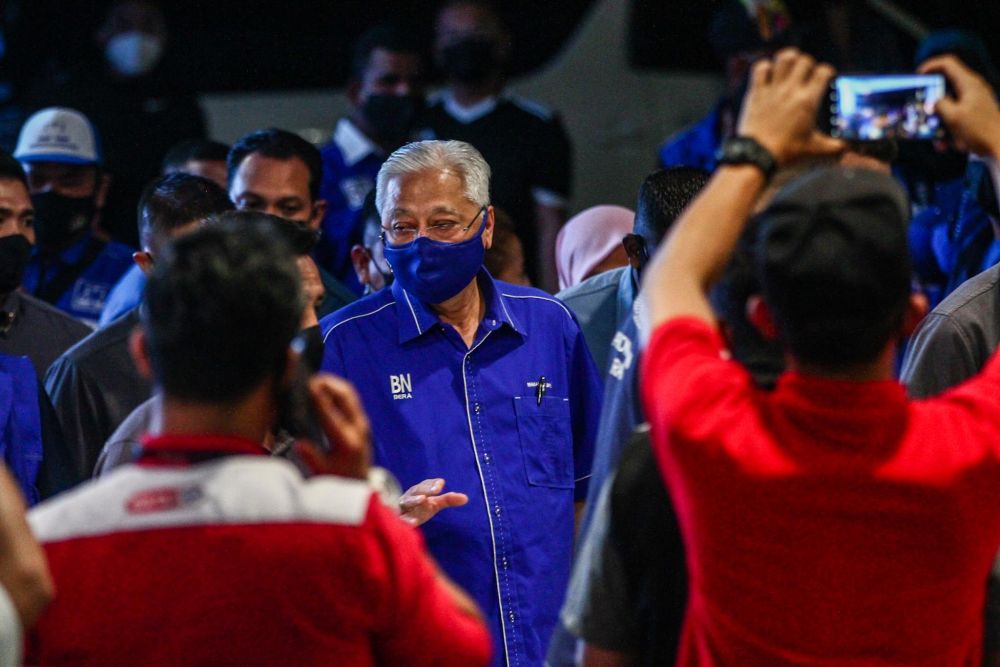 Prime Minister Datuk Seri Ismail Sabri Yaakob is pictured at Barisan Nasionalu00e2u20acu2122s command centre at the Johor Umno Liaison Hall in Johor Baru March 12, 2022. u00e2u20acu201d Picture by Hari Anggara