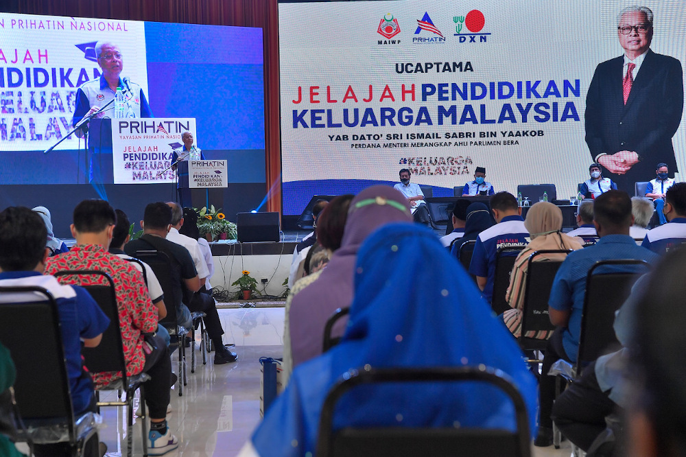 Prime Minister Datuk Seri Ismail Sabri Yaakob at the launch of the Keluarga Malaysia Education Tour (JPKM) in Bera March 13, 2022. u00e2u20acu201d Bernama pic