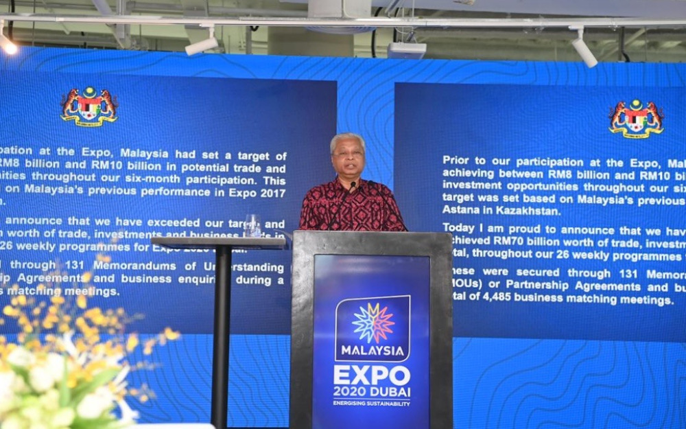 Prime Minister Datuk Seri Ismail Sabri Yaakob speaks during the appreciation ceremony of Expo 2020 Dubai March 30, 2022. u00e2u20acu201d Picture via Twitter/Bernama