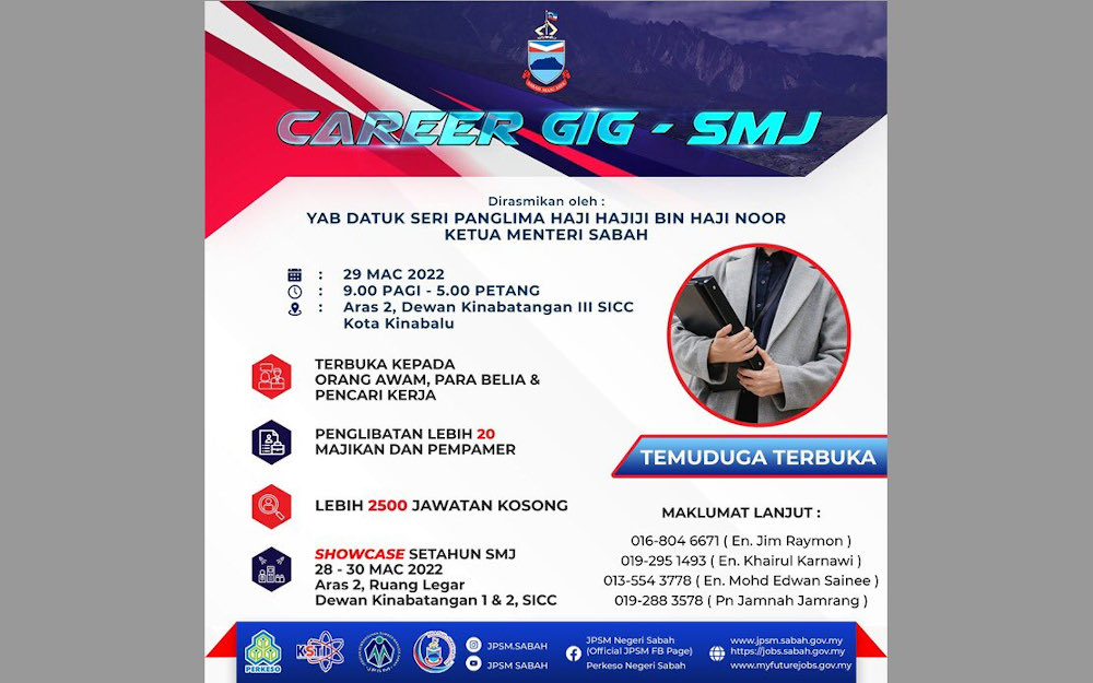 Over 2,500 job opportunities in various sectors and industries are up for grabs at the Career Gig-SMJ programme. u00e2u20acu201d Picture via Twitter/Bernama