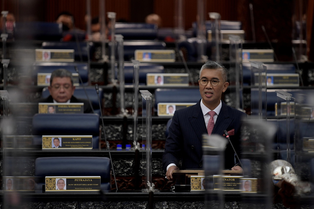 Finance Minister Datuk Seri Tengku Zafrul Abdul Aziz speaks in Dewan Rakyat, Kuala Lumpur March 14, 2022. u00e2u20acu201d Bernama pic
