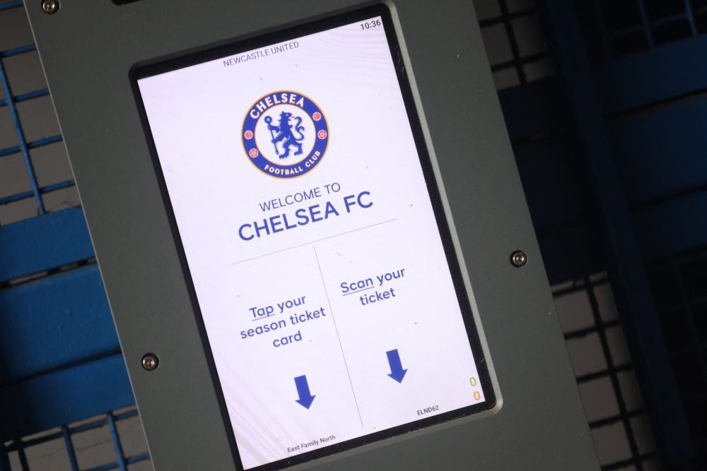 General view of a screen with instructions for season ticket holders and matchday ticket holders at Stamford Bridge, Chelsea March 13, 2022. u00e2u20acu201d Reuters pic