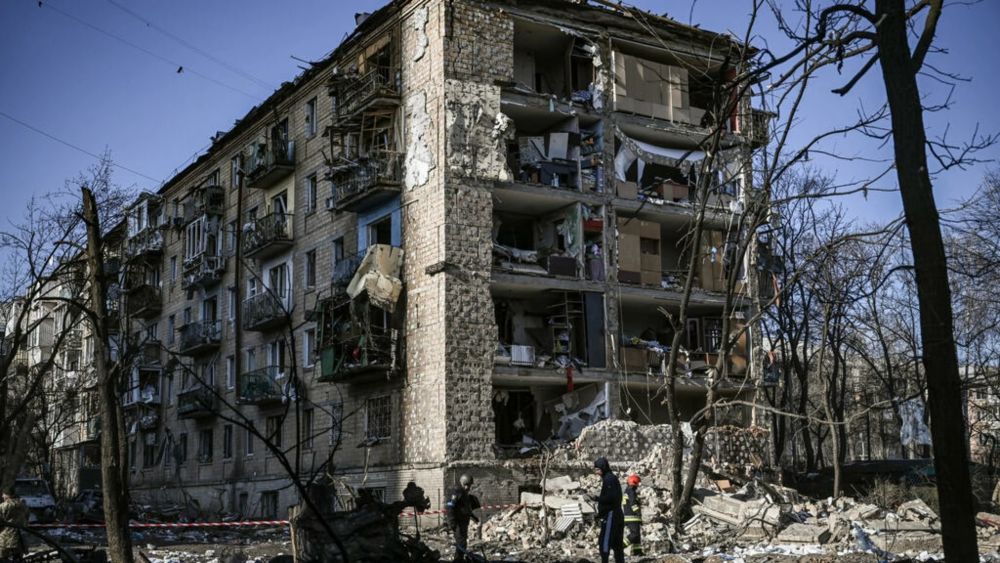 A five-storey residential building partially collapsed after shelling in Kyiv on March 18, 2022. u00e2u20acu201d AFP pic