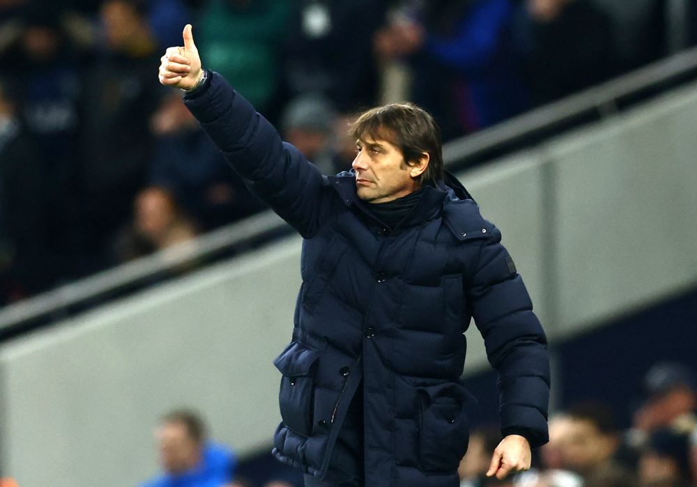 Tottenham Hotspur manager Antonio Conte gestures during the match against Everton at the Tottenham Hotspur Stadium in London March 7, 2022. u00e2u20acu2022 Reuters pic