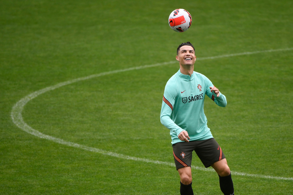 Portugalu00e2u20acu2122s forward Cristiano Ronaldo attends a training session at the Dragao stadium in Porto, March 28, 2022 on the eve of the World Cup 2022 qualifying final first leg football match between Portugal and North Macedonia. u00e2u20acu201d AFP pic 