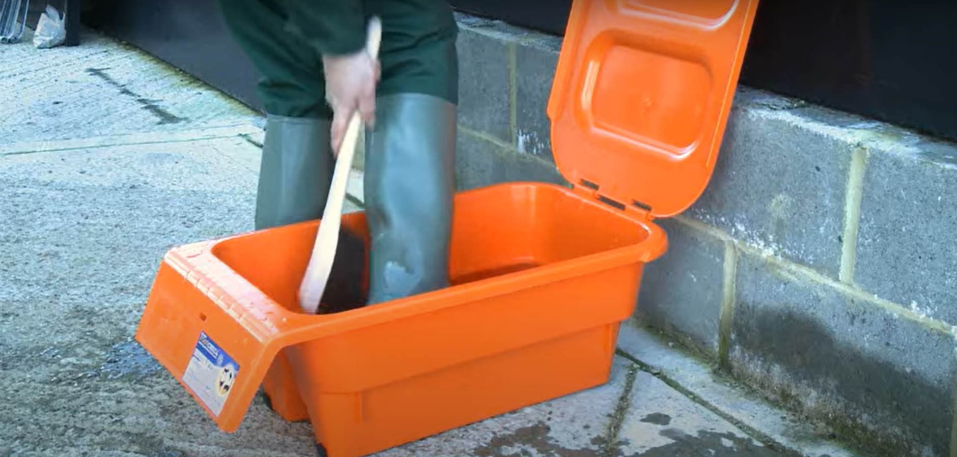 Screenshot shows an example of a footbath for farms to keep livestock secure. u00e2u20acu201d Screenshot from YouTube/Hysolv
