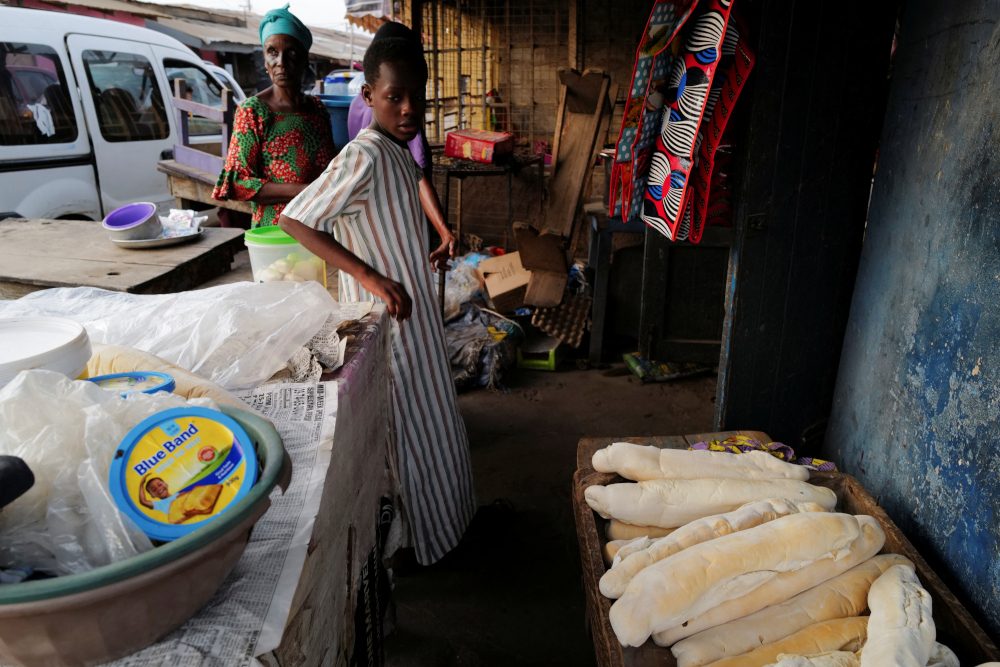 Baked bread from Bethel Brothers Bakery is seen on a street vendor’s stall in Accra, Ghana, March 8, 2022. — Reuters pic 