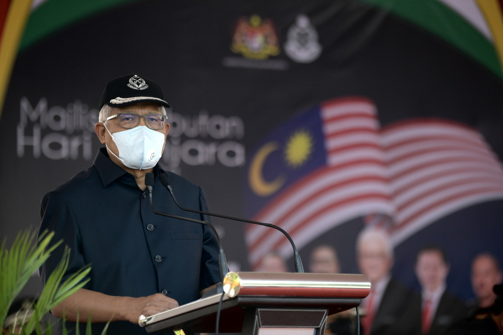 Home Minister Datuk Seri Hamzah Zainudin delivers a speech at 232nd Prison Day celebration at Maktab Penjara Kajang, March 22, 2022. u00e2u20acu201d Bernama pic 