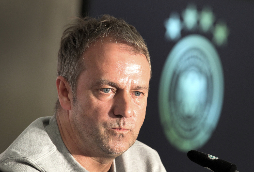 Germanyu00e2u20acu2122s head coach Hans-Dieter Flick looks on during a press conference in Frankfurt, western Germany, March 25, 2022, on the eve of the friendly football match Germany vs Israel. u00e2u20acu201d AFP picn