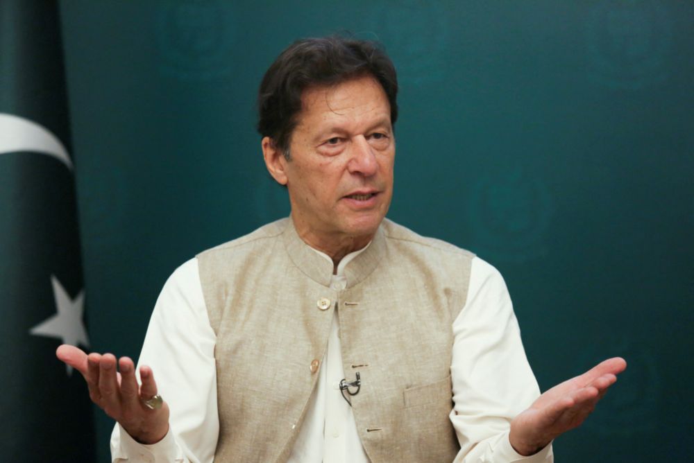 Pakistanu00e2u20acu2122s Prime Minister Imran Khan gestures during an interview with Reuters in Islamabad, Pakistan, June 4, 2021. u00e2u20acu201d Reuters file pic