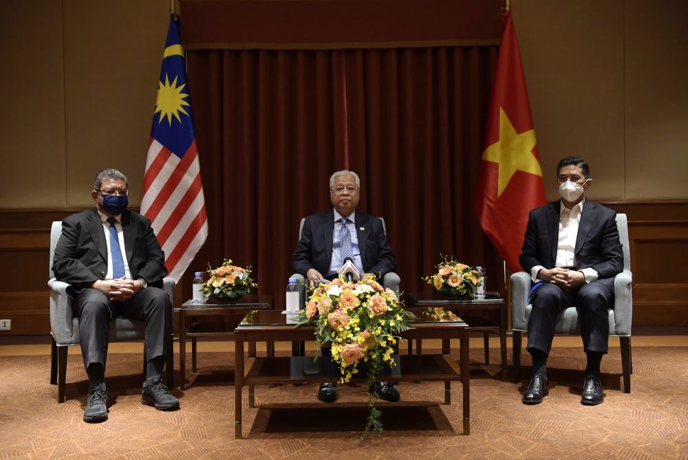 Prime Minister Datuk Seri Ismail Sabri Yaakob addresses a news conference in Hanoi March 22, 2022. u00e2u20acu201d Bernama pic