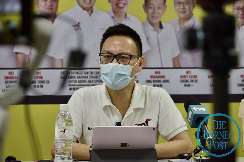 Sarawak United Peoplesu00e2u20acu2122 Party (SUPP) Central Youth secretary Milton Foo during a press conference at SUPP headquarters March 14, 2022. u00e2u20acu201d Borneo Post pic