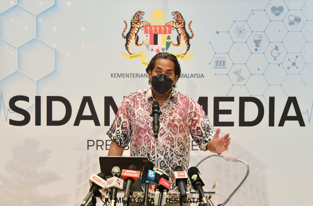 Health Minister Khairy Jamaluddin speaks at a press conference after opening the World Listening Day 2022 at Hospital Serdang, March 3, 2022. u00e2u20acu2022 Bernama pic 