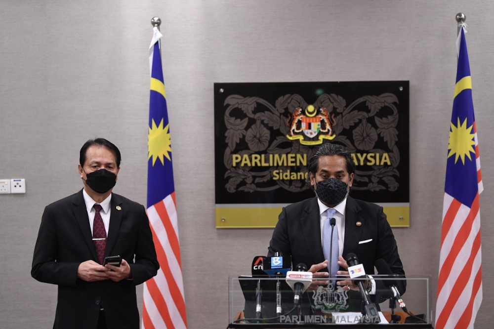Health Minister Khairy Jamaluddin speaks during a press conference in Kuala Lumpur March 9, 2022. u00e2u20acu2022 Bernama pic