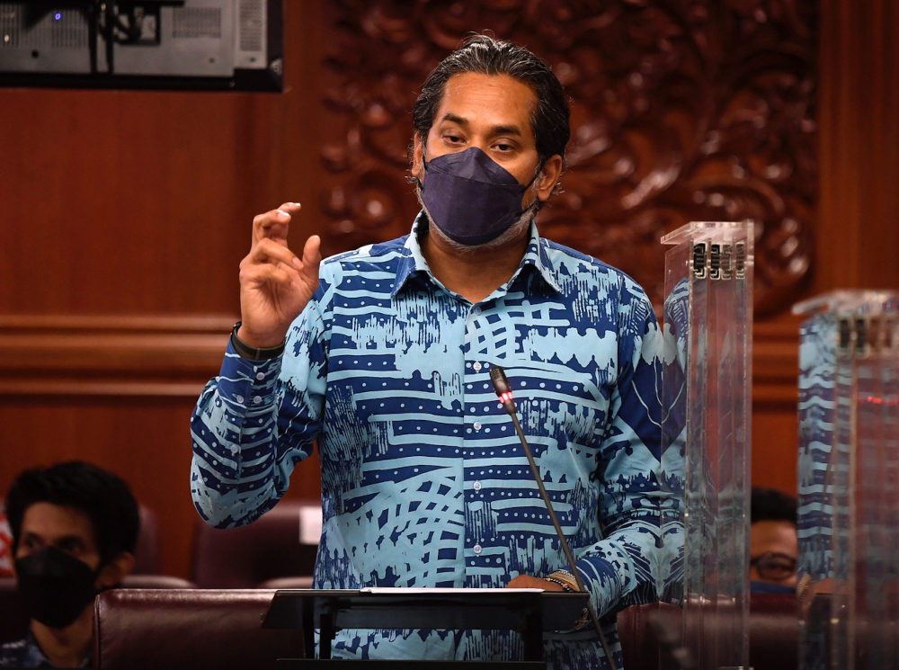 Health Minister Khairy Jamaluddin addresses the Dewan Negara, March 31, 2022. u00e2u20acu201d Bernama pic 