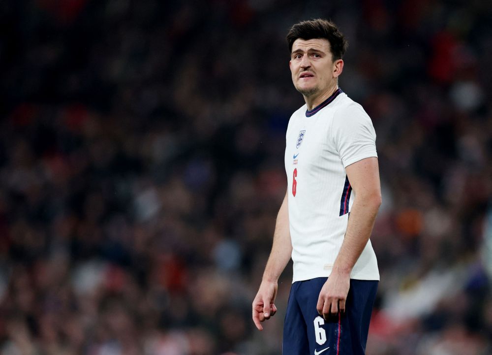 England's Harry Maguire reacts during the match against the Ivory Coast at Wembley, London March 29, 2022. u00e2u20acu201d Reuters picnn