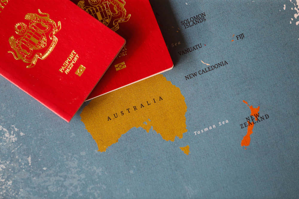 Malaysian passports are pictured on a map of Australia as Malaysia gears up for the reopening of its borders on April 1, Penang, March 9, 2022. u00e2u20acu201d Picture by Sayuti Zainudin