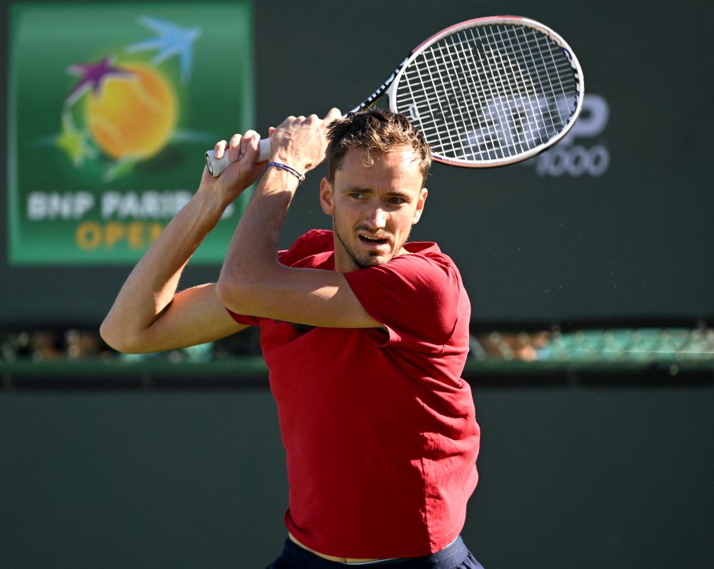 Daniil Medvedev on the practice courts at the BNP Paribas Open at the Indian Wells Tennis Garden March 7, 2022. u00e2u20acu201d Reuters pic