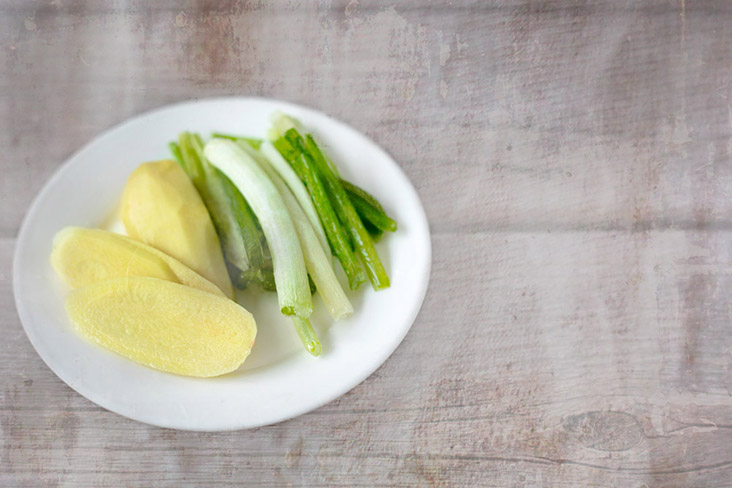 Fresh green onions and ginger.