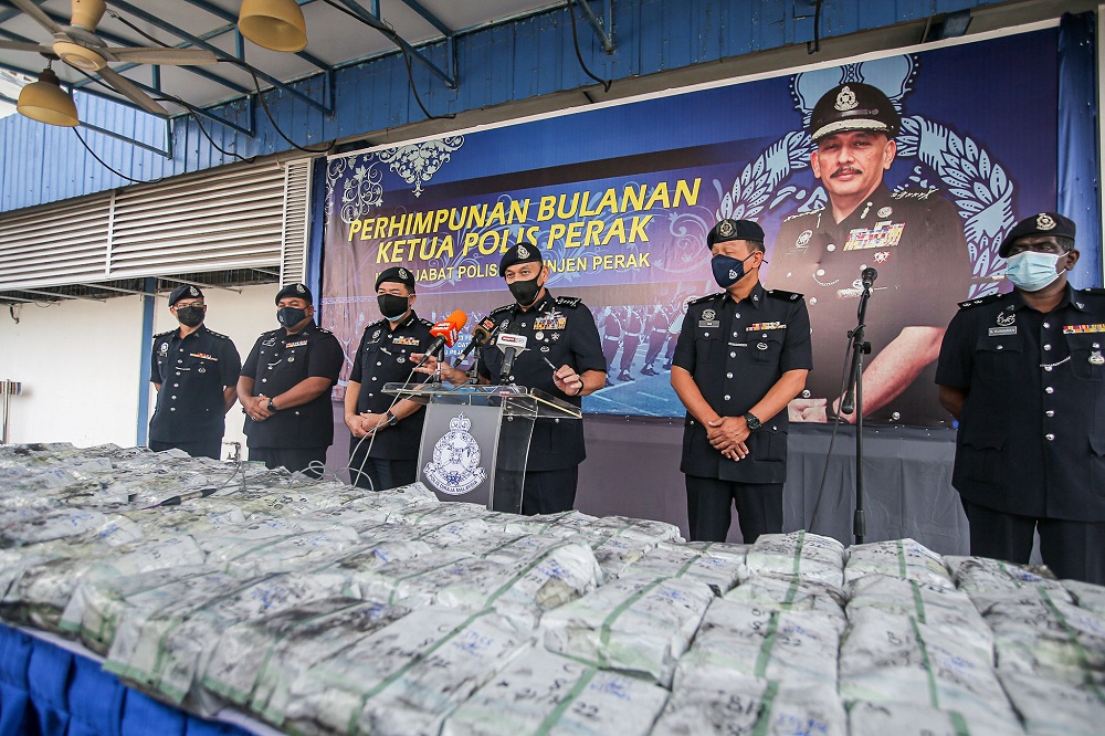 Perak police chief Datuk Meor Faridalatrash Wahid speaks during a press conference at the Perak Police headquarters in Ipoh March 24, 2022. u00e2u20acu2022 Picture by Farhan Najib