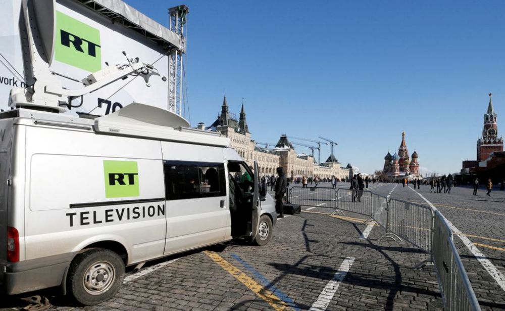 Vehicles of Russian state-controlled broadcaster RT are seen in Red Square in central Moscow, Russia, March 18, 2018. u00e2u20acu201d Reuters pic