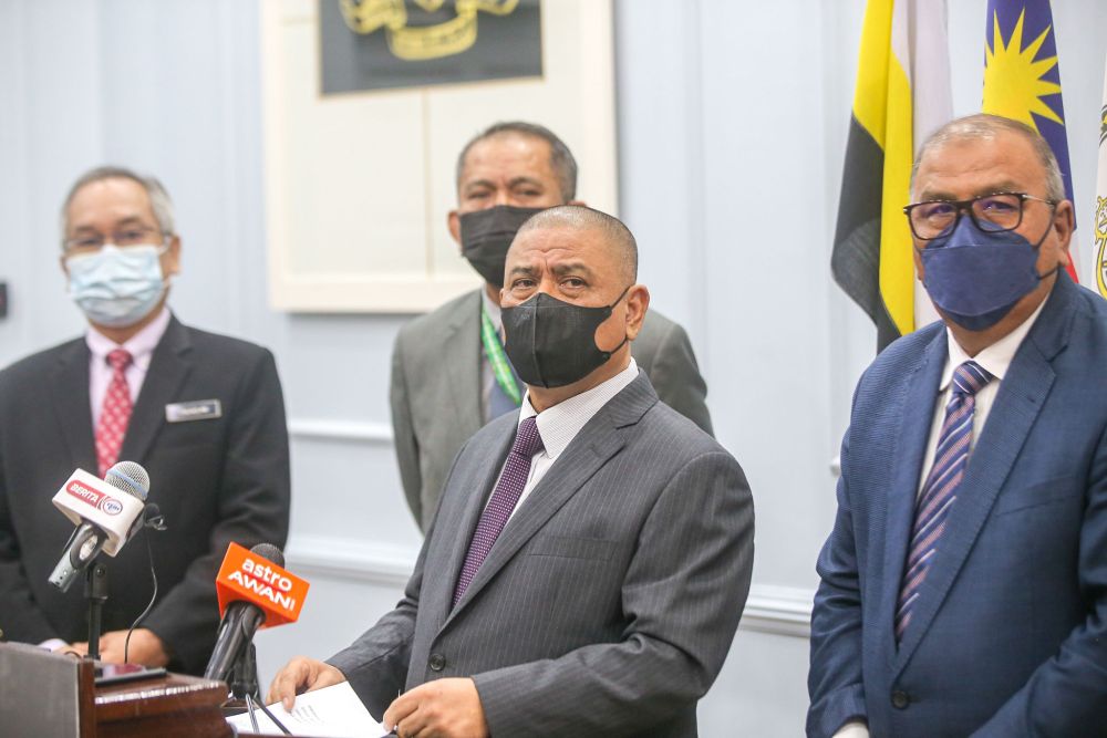 Datuk Seri Saarani Mohamad speaks during a press conference at the Perak Mentri Besaru00e2u20acu2122s Office in Ipoh March 1, 2022. u00e2u20acu2022 Picture by Farhan Najib
