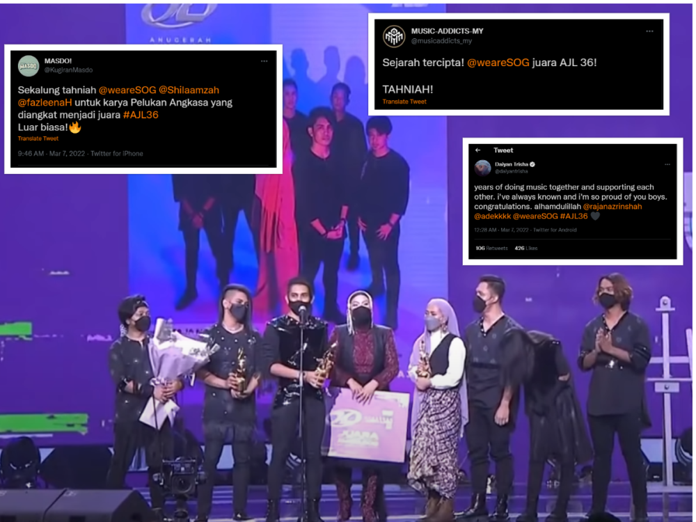 Malaysian underground heavy metal band Sekumpulan Orang Gila (SOG) and singer Shila Amzah won the Anugerah Juara Lagu 36 (AJL36) last night. u00e2u20acu201d YouTube/ Twitter screenshot
