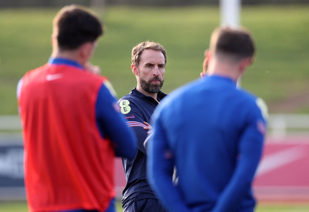 England manager Gareth Southgate during training at St George's Park, Burton upon Trent March 22, 2022. u00e2u20acu201d Reuters pic