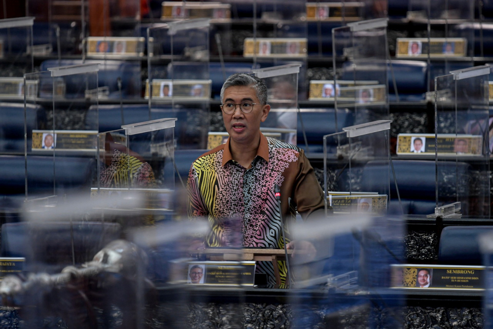 Finance Minister Datuk Seri Tengku Zafrul Abdul Aziz speaks in Parliament, Kuala Lumpur, March 3, 2022. u00e2u20acu2022 Bernama pic 