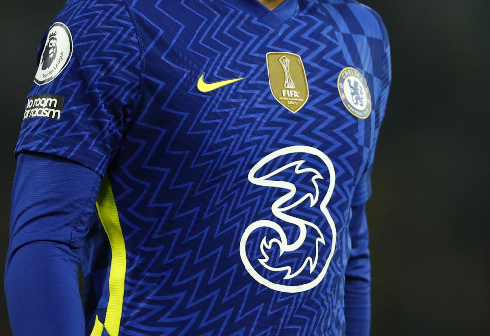 The Three logo is seen on a Chelsea shirt during the match against Norwich City at Carrow Road, Norwich March 10, 2022. u00e2u20acu201d Reuters pic