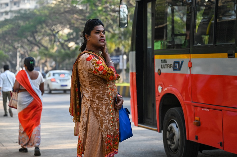 On a giant flyover in the sprawling Indian metropolis of Mumbai, a transgender art collective is trying to change attitudes as radically as it transforms the concrete pillars into brightly coloured murals. u00e2u20acu2022 AFP pic