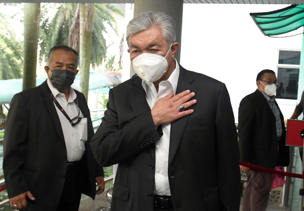 Datuk Seri Ahmad Zahid Hamidi at the Shah Alam High Court, March 7, 2022. u00e2u20acu201d Bernama pic 