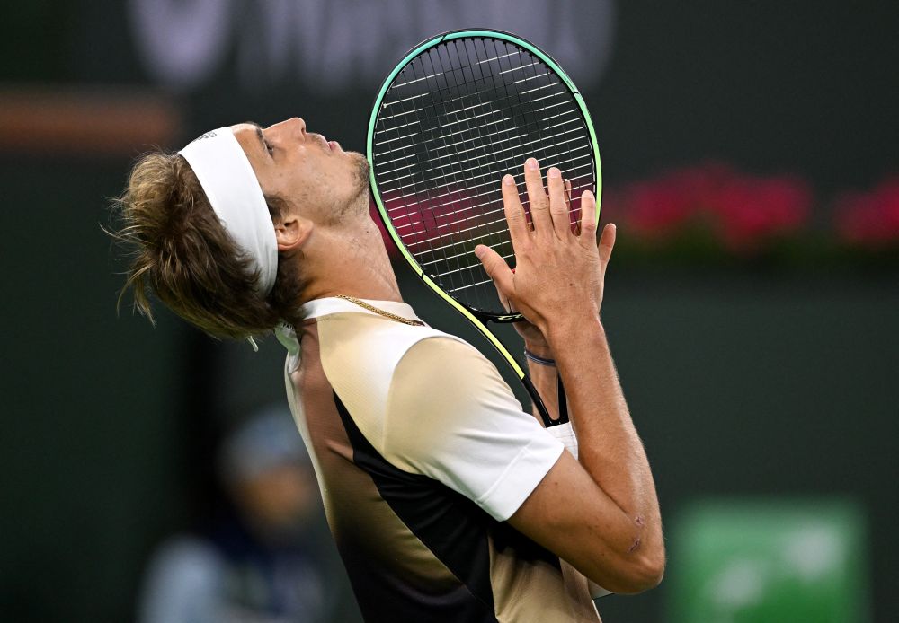 Alexander Zverev reacts after missing a point in his second round match against Tommy Paul at the BNP Paribas Open at the Indian Wells Tennis Garden March 13, 2022. u00e2u20acu201d Reuters pic