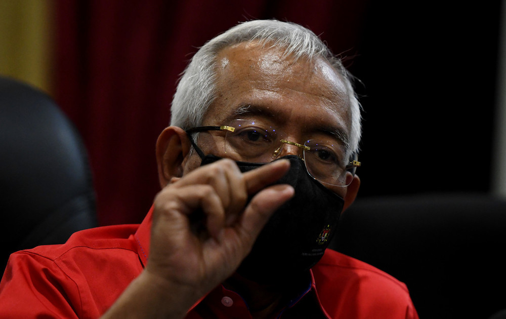 Rural Development Minister Datuk Seri Mahdzir Khalid speaks at a press conference at Midtown Perda Kubang Menerong in Tasek Gelugor April 8, 2022. u00e2u20acu201d Bernama pic