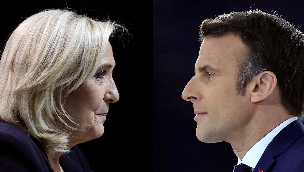 A combination picture shows portraits of Marine Le Pen and French President Emmanuel Macron, the two candidates running for the second round in the 2022 French presidential election. u00e2u20acu201d Reuters pic