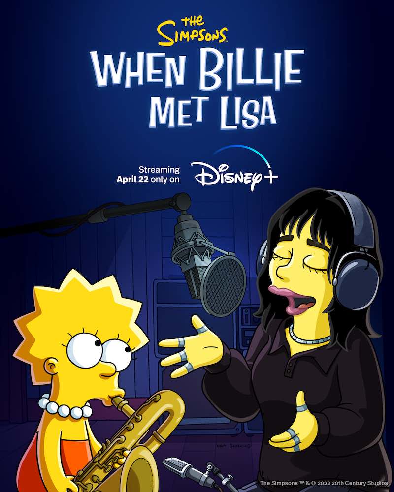 The award-winning singer-songwriter will make her 'Simpsons' debut in a new short titled 'When Billie Met Lisa'. u00e2u20acu201d Picture courtesy of Disney Plus