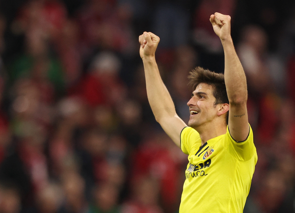 Villarreal's Gerard Moreno celebrates after the match against Bayern Munich, Munich April 12, 2022. u00e2u20acu201d Reuters pic 