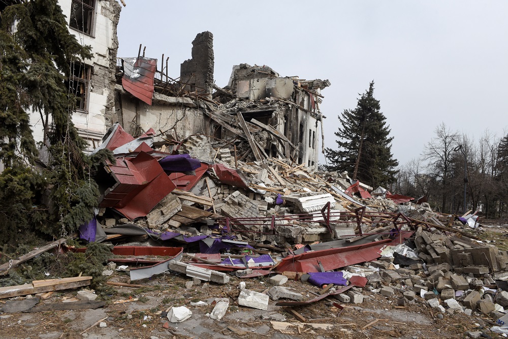 A view shows the building of a theatre destroyed in the course of Ukraine-Russia conflict in the southern port city of Mariupol April 1, 2022. u00e2u20acu201d Reuters pic