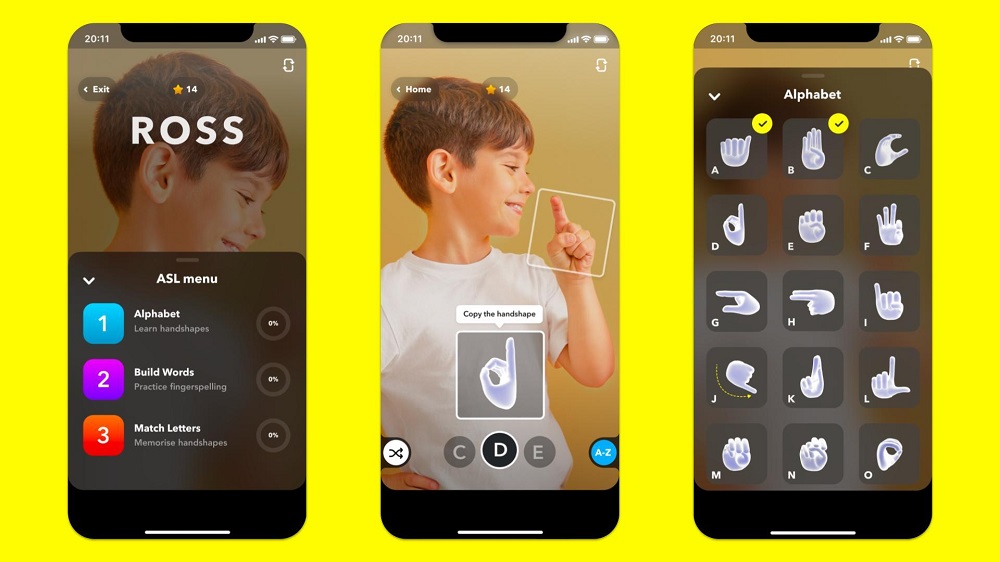 Snapchat is offering users a fun way to learn American Sign Language. u00e2u20acu201d Picture courtesy of Snapchat via ETX Studio