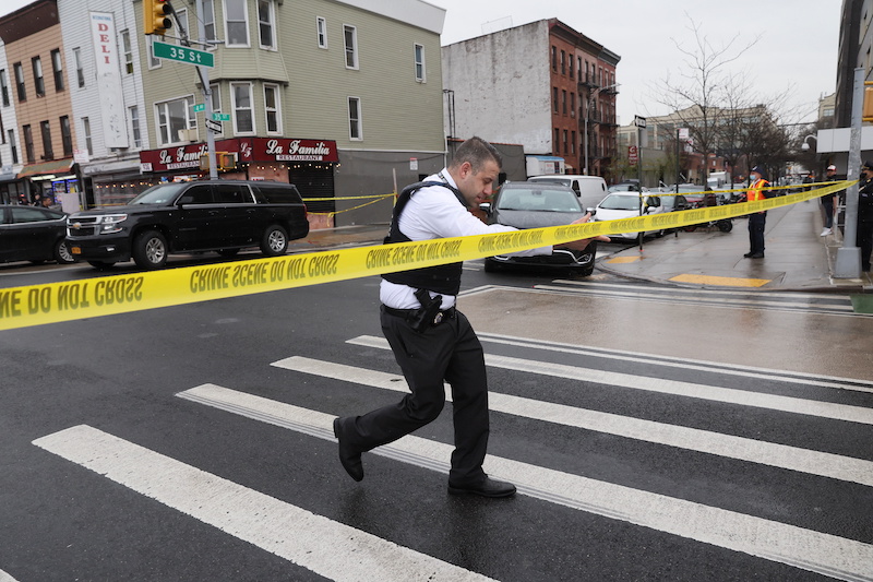 A police officer works near the scene of a shooting at a subway station in the Brooklyn borough of New York City April 12, 2022. u00e2u20acu201d Reuters pic