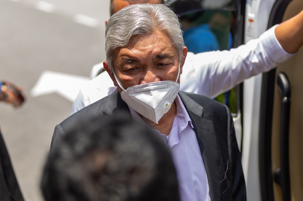 Datuk Seri Ahmad Zahid Hamidi leaves the Kuala Lumpur High Court April 13, 2022. u00e2u20acu201d Picture by Devan Manuel 