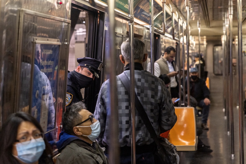A police officer patrols in Times Square station, after a shooting at a subway station in Brooklyn borough, in Manhattan, New York City, New York April 12, 2022. u00e2u20acu201d Reuters pic