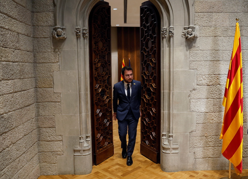 Catalonia's regional head of government Pere Aragones arrives for an interview at Palau de la Generalitat in Barcelona, Spain, April 20, 2022. u00e2u20acu201d Reuters pic