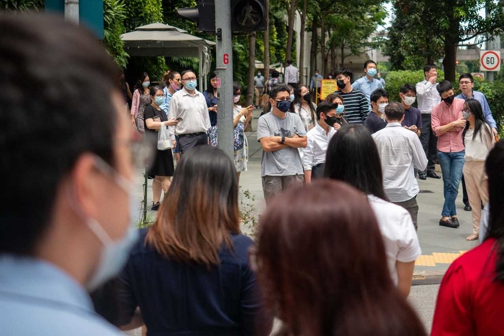 Crowds in the Central Business District around noon on April 26, 2022. — TODAY pic