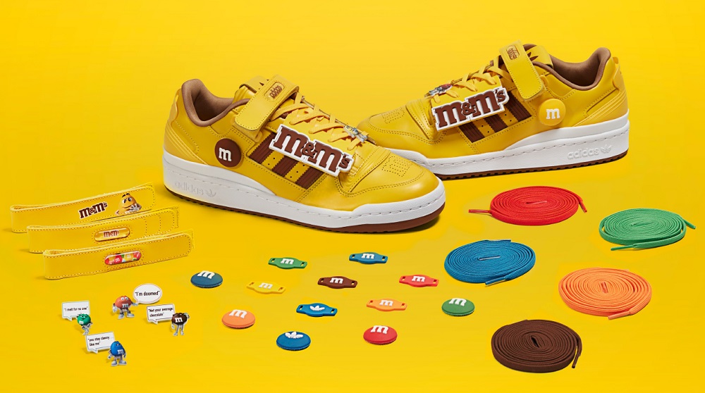 The sneakeru00e2u20acu2122s bold yellow design pays homage to one of Marsu00e2u20acu2122 most celebrated chocolate candy flavours, M&Mu00e2u20acu2122s Peanut. u00e2u20acu2022 Picture courtesy of Adidas