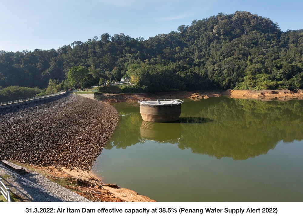 The effective capacity of Air Itam Dam has dropped to 38.5 per cent as at March 31. u00e2u20acu2022 Picture courtesy of PBAPP