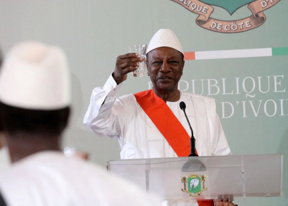 Then Guinea President Alpha Conde gives a speech at the Presidential Palace in Abidjan, Ivory Coast, April 26, 2019. u00e2u20acu201d Reuters pic
