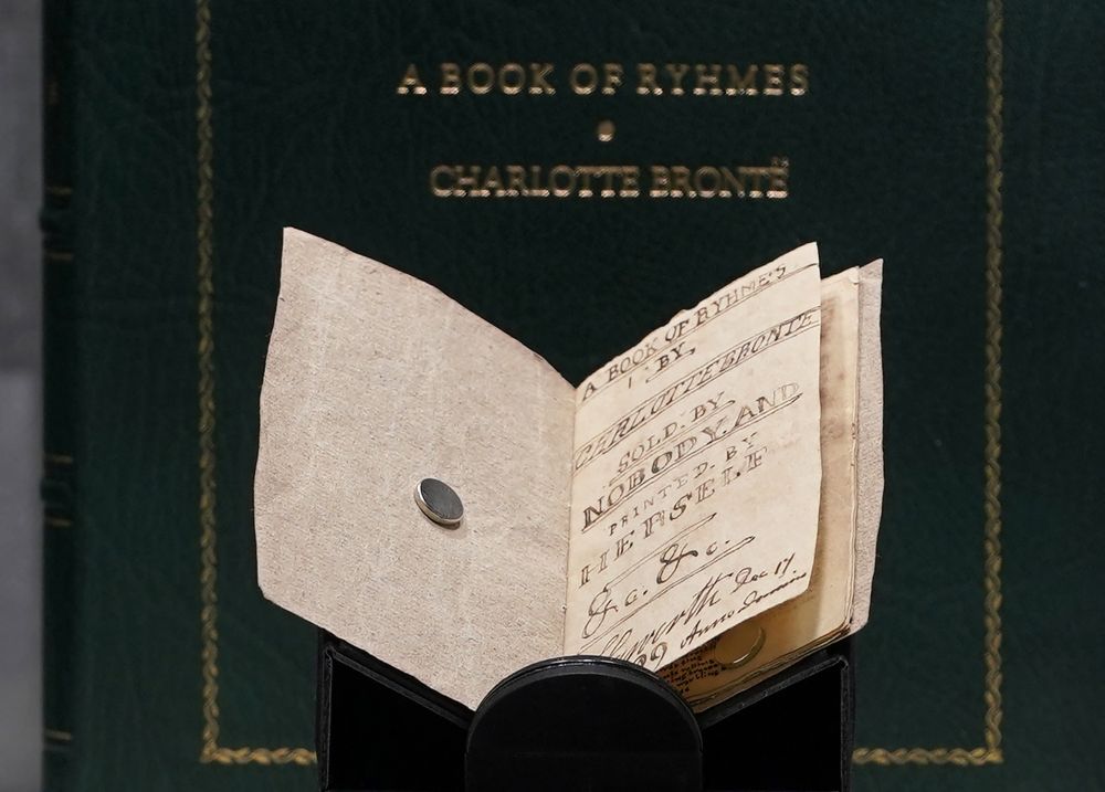 Smaller than a playing card, the 15-page manuscript dated 1829 is a collection of 10 unpublished poems that was unveiled in New York last week after more than a century hidden away. u00e2u20acu201d ETX Studio pic