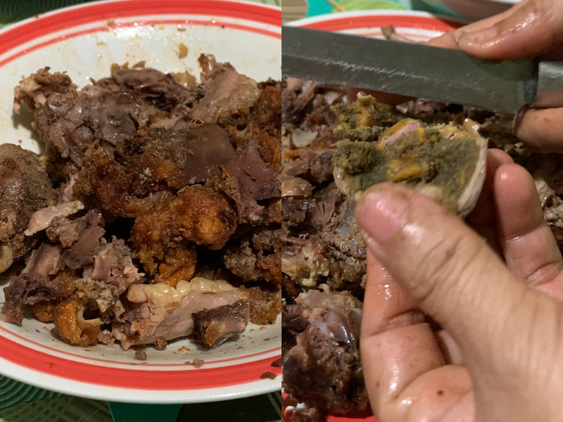 A Malaysian woman and her family were shocked to find uncleaned parts in their fried chicken ribs as they were having their Iftar (breaking fast). u00e2u20acu201d Picture via Twitter/Phikasuuu